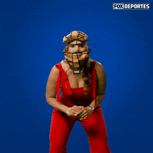 a fox deportes ad with a woman wearing a helmet on her head