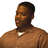 a man with a mustache is wearing a brown shirt with buttons