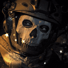 a picture of a soldier with a skull on his face and the words ghost halo canon on the bottom right