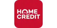 a red square with the words home credit in white letters