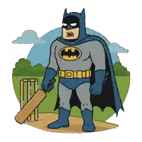 a cartoon drawing of batman holding a bat