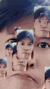a collage of images of a man 's face shows a sad expression