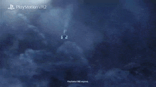 an advertisement for playstation vr2 shows a plane flying through the sky
