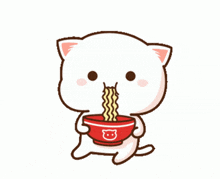 Peach Cat Ramen Noodles GIF