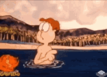Garfield Swimming GIF - Garfield Swimming Summer GIFs