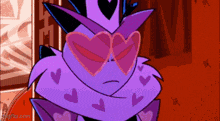 a cartoon character wearing heart shaped sunglasses and a hat .