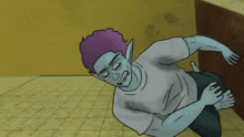 a cartoon of a man laying on the floor with his hands on his butt .