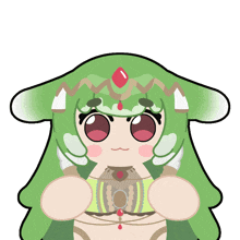 a cartoon drawing of a woman with green hair
