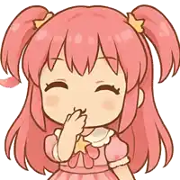 a cartoon girl with pink hair is covering her mouth