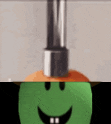 a soap dispenser with a smiley face on it .