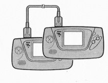 a black and white drawing of two video games connected to each other with a cord .