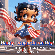 a picture of betty boop says happy independence day