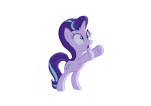 a purple pony with a blue tail and a star on it