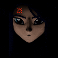 a cartoon girl with a red angry face on her forehead