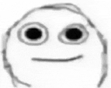a black and white drawing of a person 's face with a smile on it .
