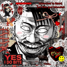 a picture of a man with the words yes i do bite written on it