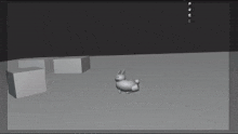 a 3d model of a dog peeking out of a box .