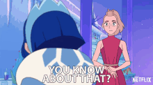 a cartoon character says " you know about that " in front of another character