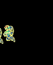 a pixel art of a man and a woman on a black background .