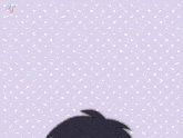 a cartoon character is wearing a purple hat with a hood on his head .