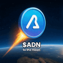 a coin that says $ adn to the moon with a rocket in the background