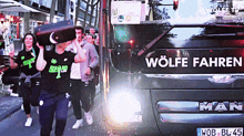 a man truck has the word wolfe fahren on the side