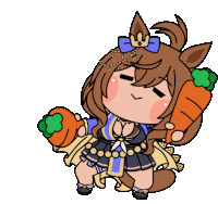 a cartoon drawing of a horse girl holding carrots