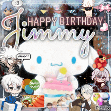 a happy birthday jimmy greeting card with cartoon characters