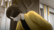 a computer generated image of a person in a yellow sweater
