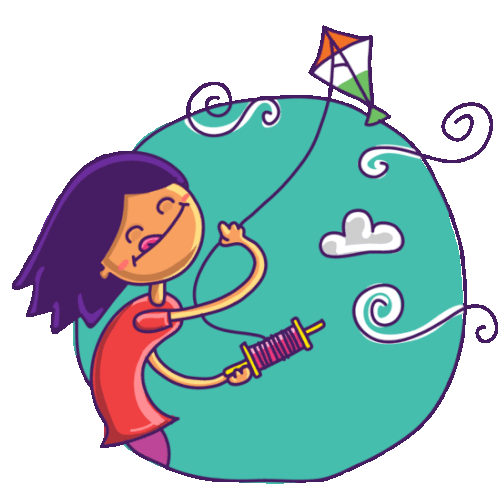 Girl Flying Kite Sticker - L3india Girl Cute Stickers