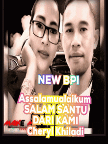 a black and white photo of a man and a woman with the caption " new bpi "