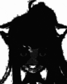 a black and white silhouette of a person 's head with long hair .