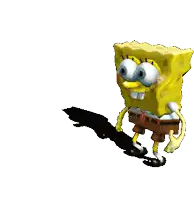 a spongebob squarepants animated cartoon character is walking on a white background