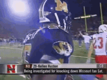 a football player named kellen huston is being investigated for knocking down a missouri fan