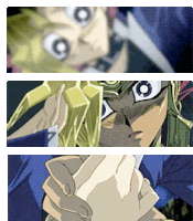 a collage of three images of a man with a sword