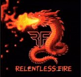 a picture of a red dragon with the word relentless be below it