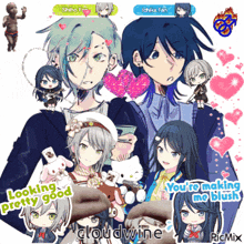 a collage of anime characters with the words cooking pretty good and you 're making me bluish