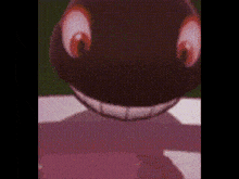 a close up of a cartoon character 's face with a big smile