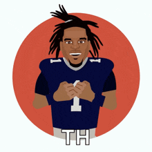 a cartoon drawing of a man wearing a number 1 jersey