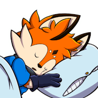 a cartoon of a fox sleeping on a pillow with his eyes closed