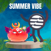 a poster that says summer vibe with a cartoon character