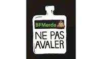 a sign that says ne pas avaler with a poop face on it
