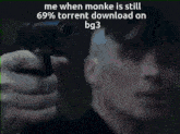 a man in a suit and tie salutes with the words me when monke is still 69% torrent download on bg3