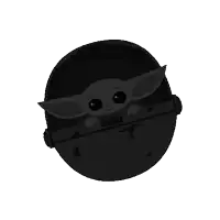 a black and white drawing of a baby yoda in a stroller .