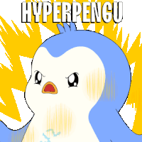 a cartoon of a penguin with the word hyperpengu written above it