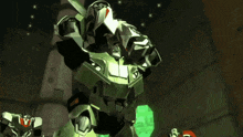 a robot with the letter v on it 's head