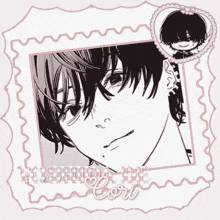 a black and white drawing of a boy with the name yoshida de cort on the bottom