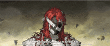 a man with long red hair and a mask on his face says " boundless truth "