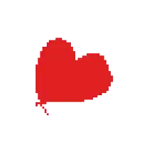 a pixel art of a red heart with a white background