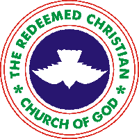 the logo for the redeemed christian church of god has a dove in the center